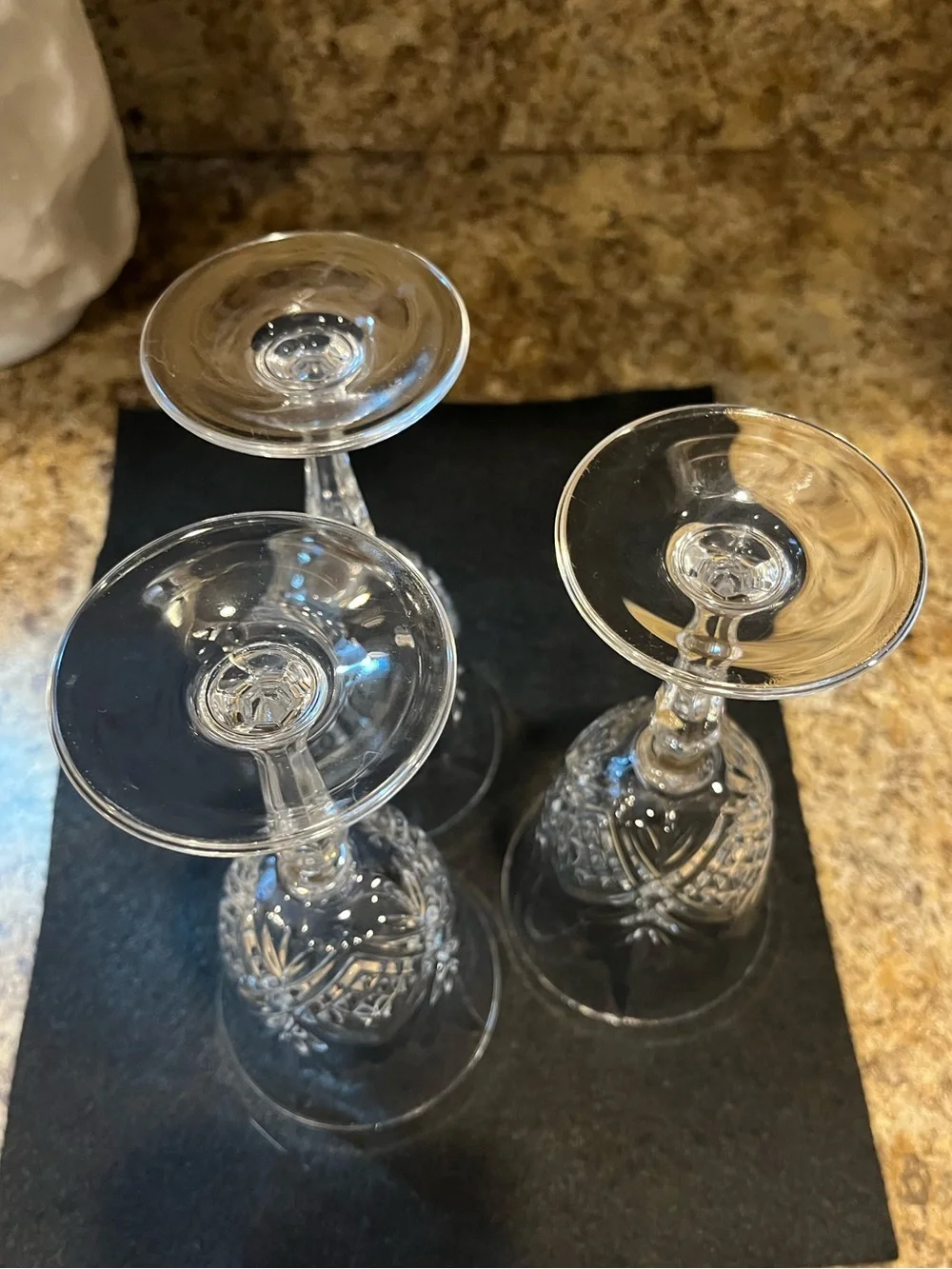 Clear Cut Crystal Wine Glasses - Set of 3
